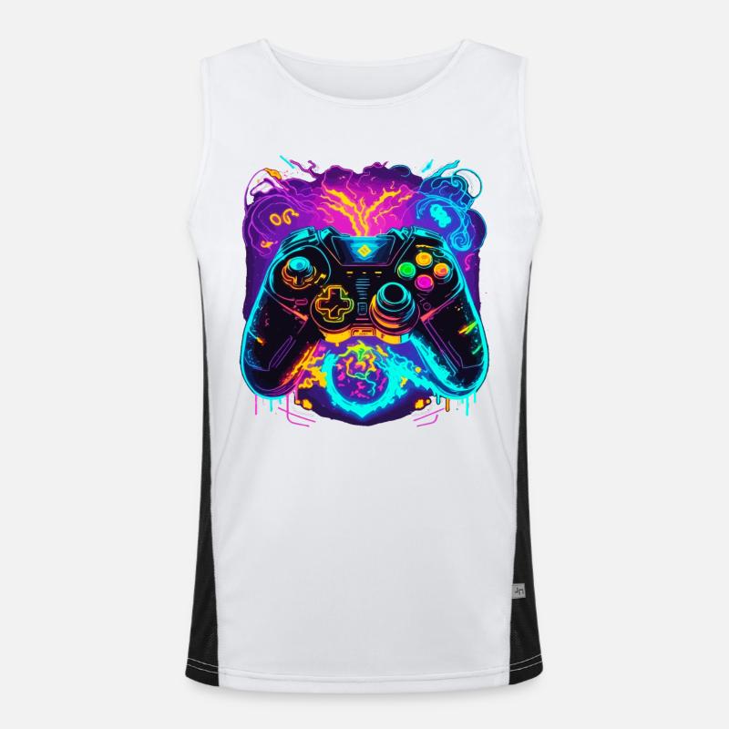 Power Graffiti Gaming Controller - Men's Functional Contrast Tank Top - white/black