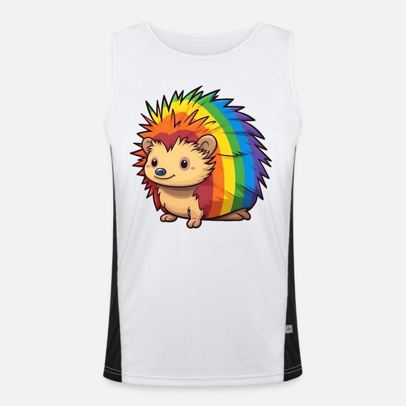 Conception de hérisson aux couleurs du drapeau arc-en-ciel | Orgueil Débardeur respirant contrasté Homme 
