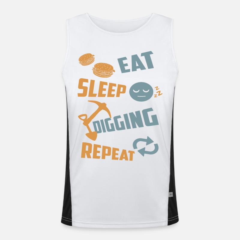 Eating, sleeping, digging, repeating - Men's Functional Contrast Tank Top  - white/black