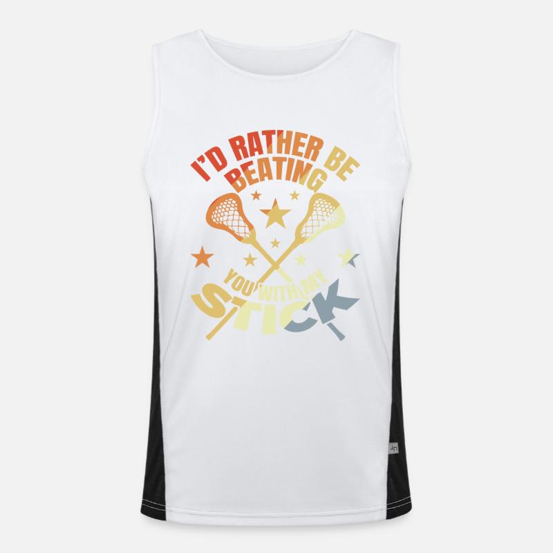 Funny lacrosse joke Men's Functional Contrast Tank Top 