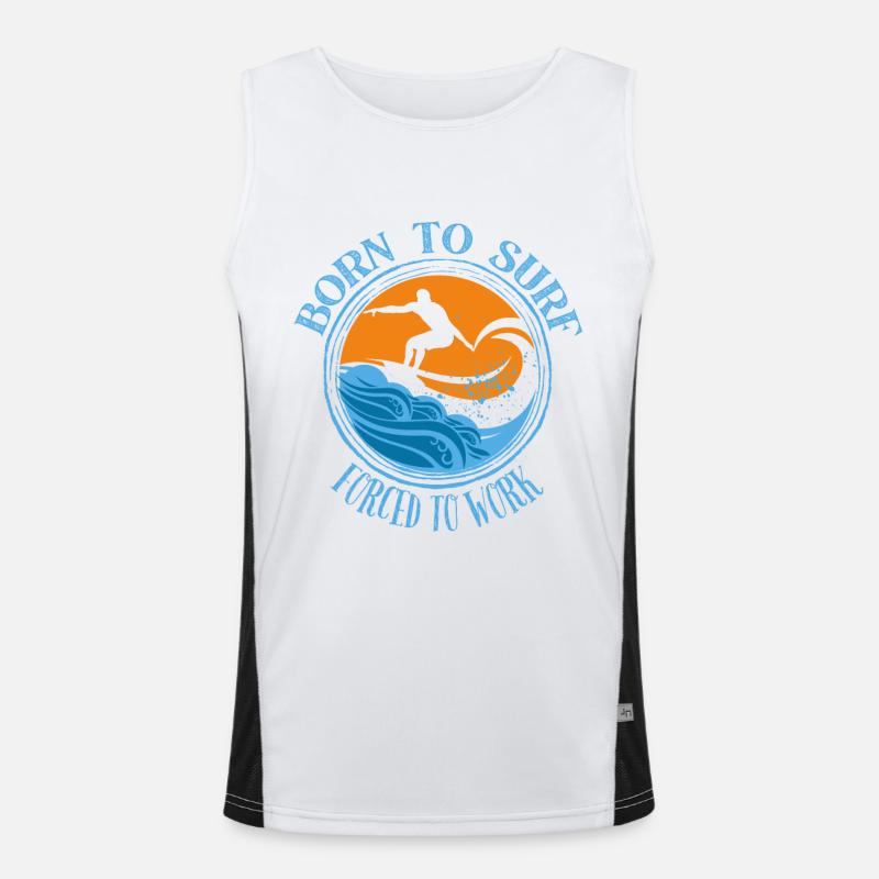 Né pour surfer, forcé de travailler - Surfing Lover Tee Débardeur respirant contrasté Homme 