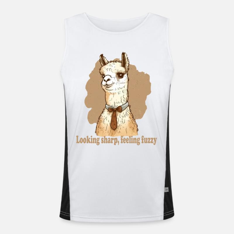 Looking sharp feeling fuzzy llama Men's Functional Contrast Tank Top 