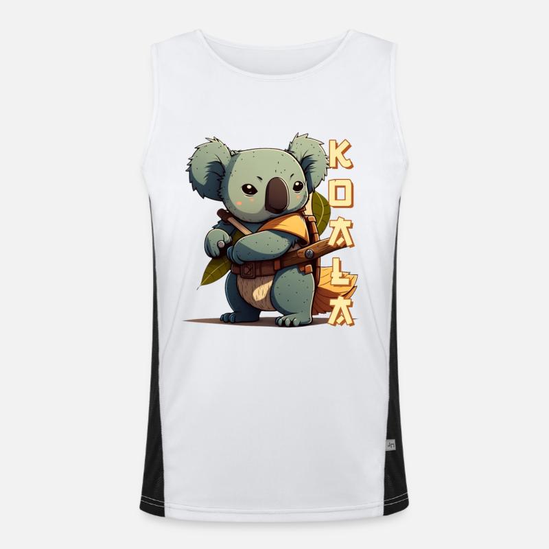 Samurai Koala mit Schriftzug Funktionelles Kontrast-Tank Top für Männer 