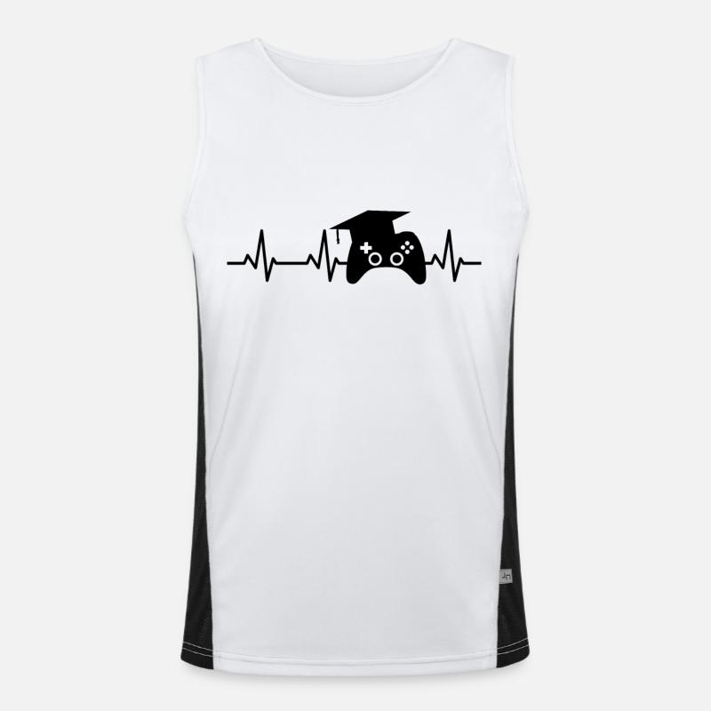 Game Developer Heartbeat - Men's Functional Contrast Tank Top  - white/black
