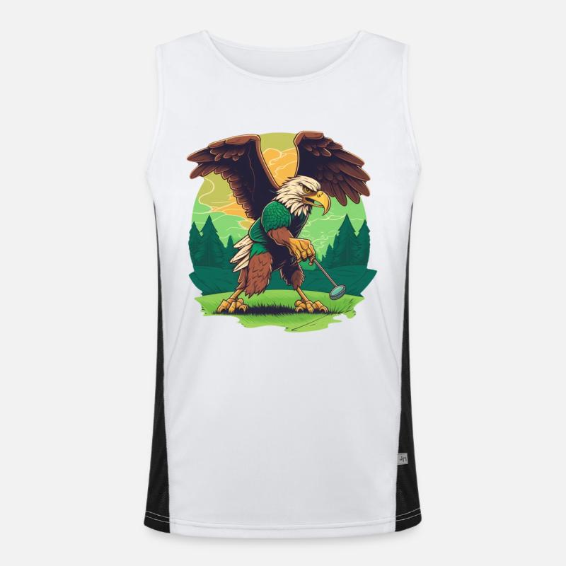 Golf-playing eagle - Men's Functional Contrast Tank Top  - white/black