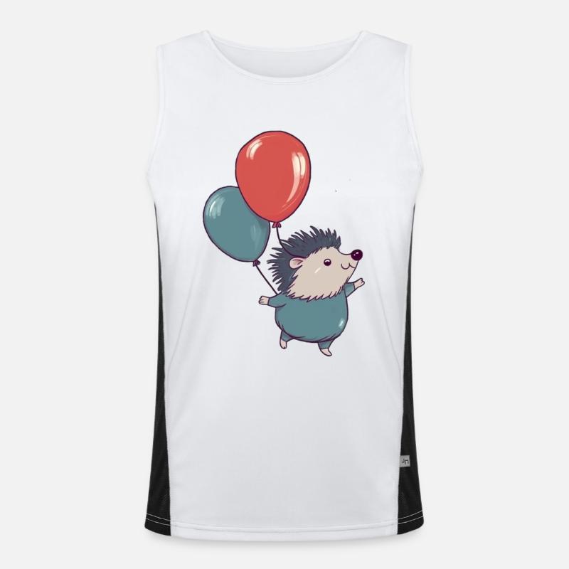 Kleiner Igel mit Luftballons Funktionelles Kontrast-Tank Top für Männer 