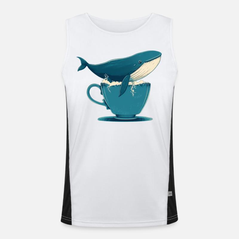 Whale in teacup Men's Functional Contrast Tank Top 