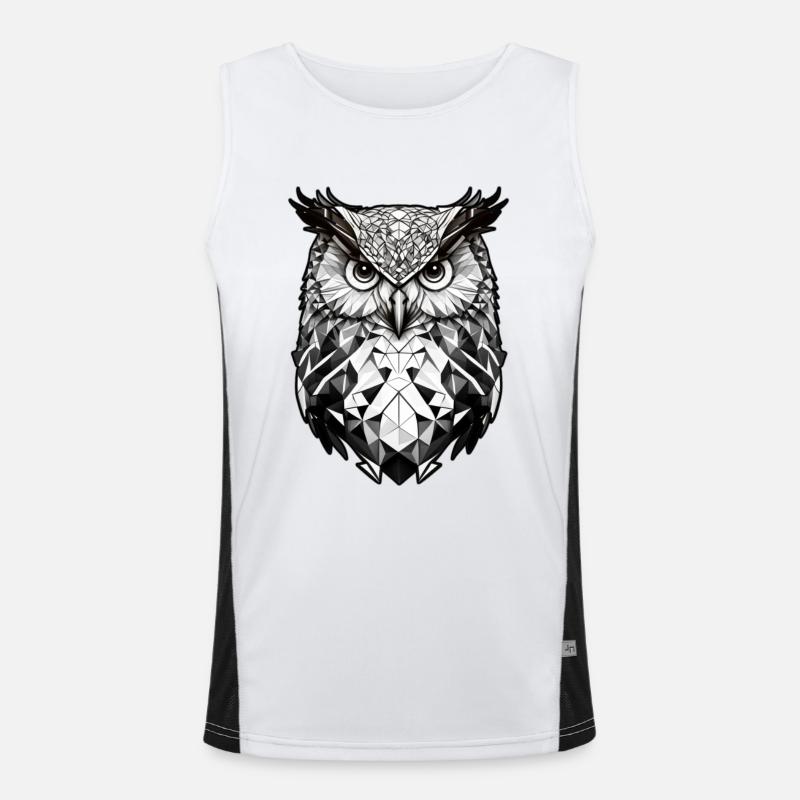 Geometric owl head black and white - Men's Functional Contrast Tank Top - white/black