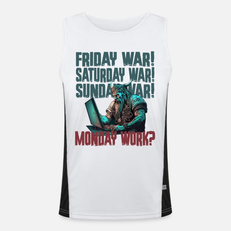 Monday work Programming Vikings - Men's Functional Contrast Tank Top  - white/black