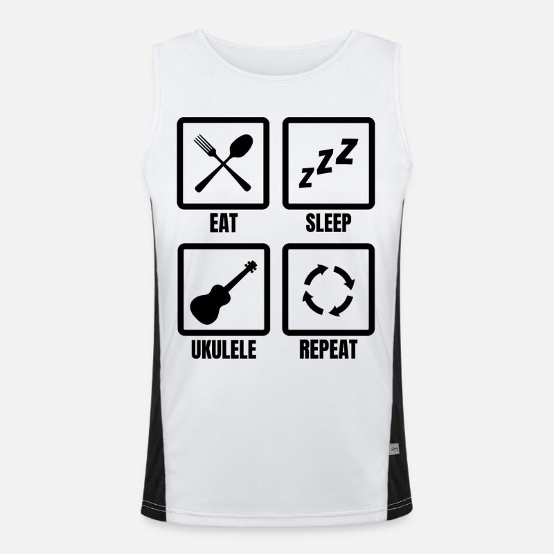 Ukulele Player Routine - Men's Functional Contrast Tank Top  - white/black