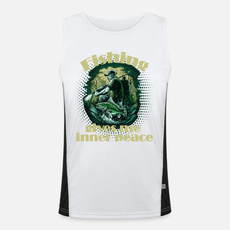 Fishing inner peace Funktionelles Kontrast-Tank Top für Männer 