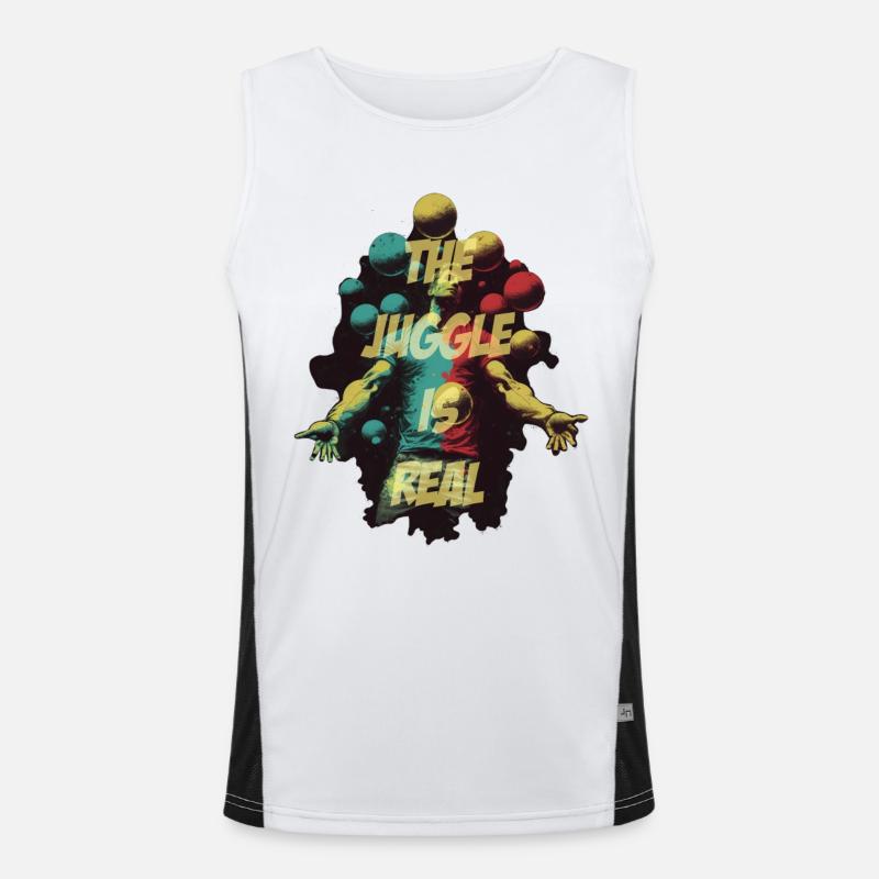 Jongleur mit Schriftzug Funktionelles Kontrast-Tank Top für Männer 