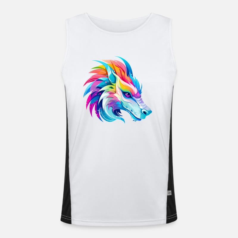 Regenbogen Drache Kopf Funktionelles Kontrast-Tank Top für Männer 