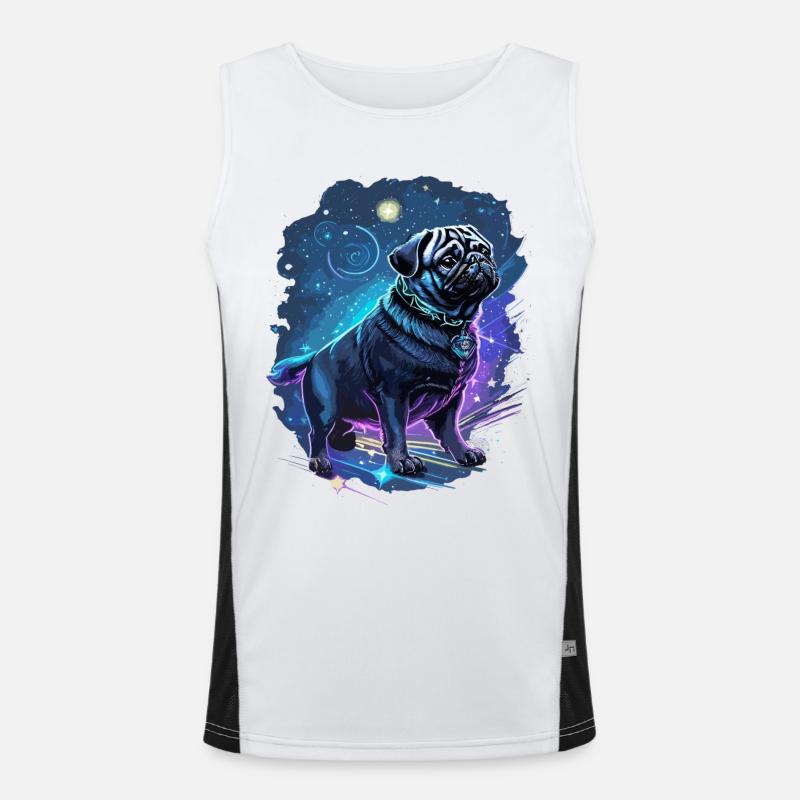 mythical pug dog Men's Functional Contrast Tank Top 