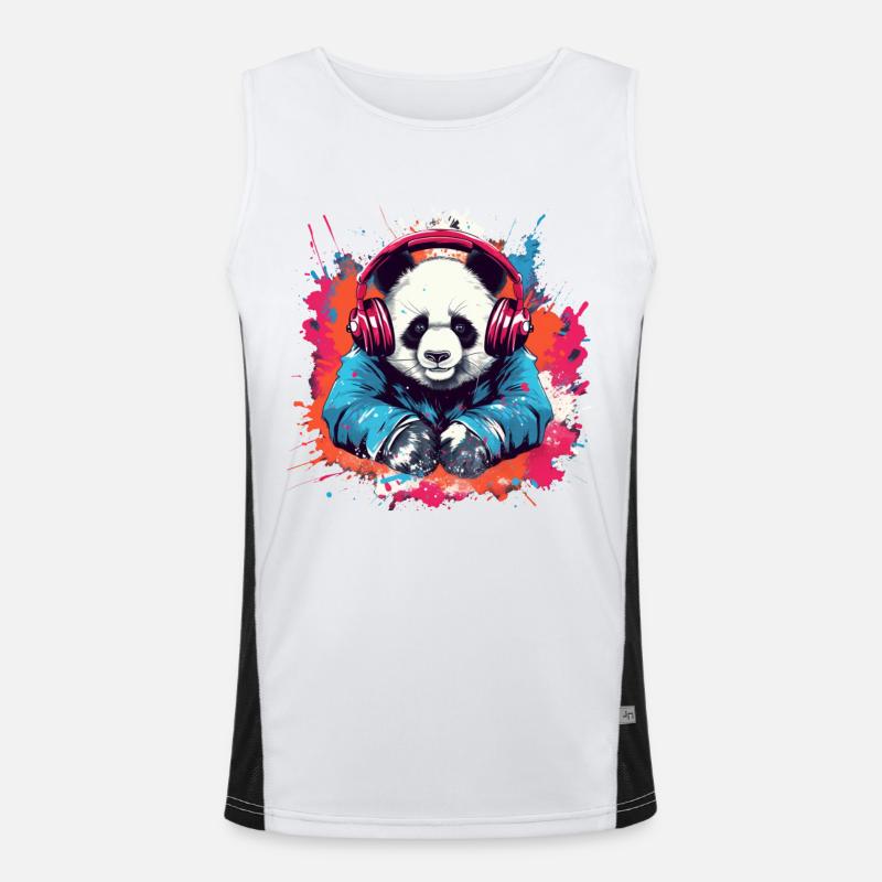 Panda als Dj Funktionelles Kontrast-Tank Top für Männer 
