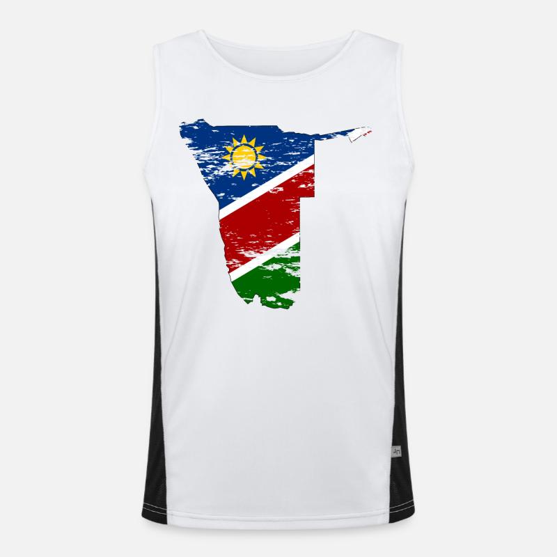 Namibia map used - Men's Functional Contrast Tank Top  - white/black