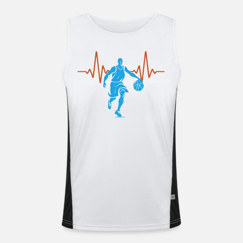 ECG Heartbeat Basketball Pulse | Couleurs changeantes Débardeur respirant contrasté Homme 
