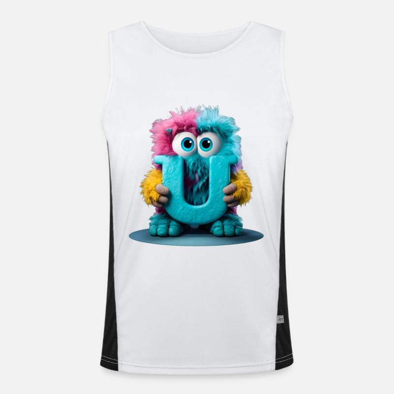 Mehrfarbiges Monster mit Buchstabe U Funktionelles Kontrast-Tank Top für Männer 