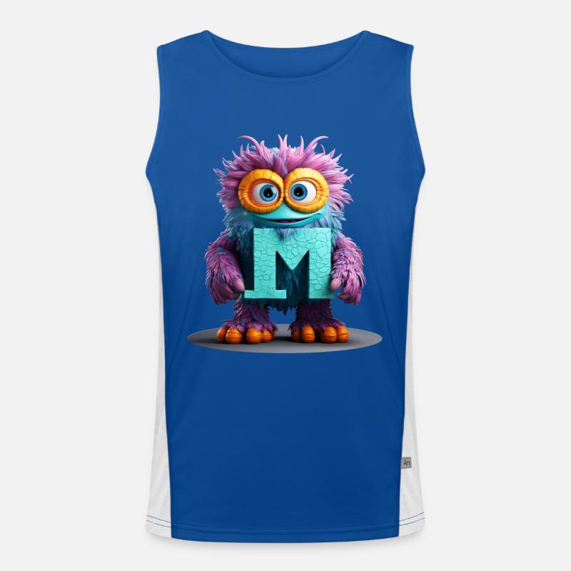 Multicolored Monster with Letter M Men's Functional Contrast Tank Top 
