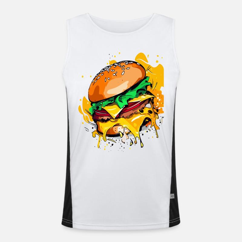 Extra Cheese Burger Cheeseburge - Men's Functional Contrast Tank Top - white/black