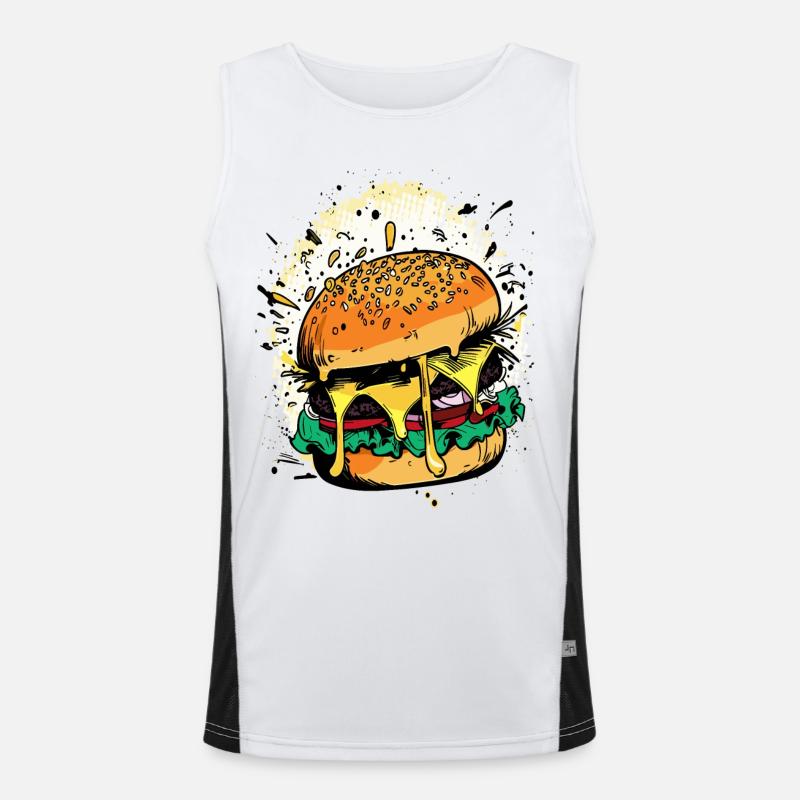Cheeseburger Comic Burger - Men's Functional Contrast Tank Top - white/black