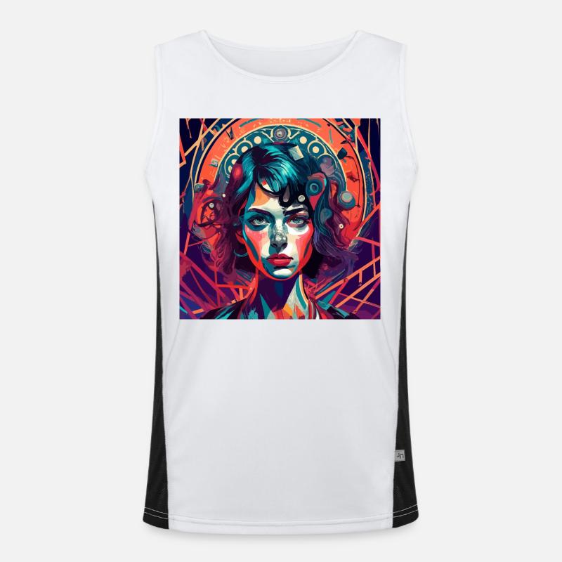 Psychedelic Lady Funktionelles Kontrast-Tank Top für Männer 