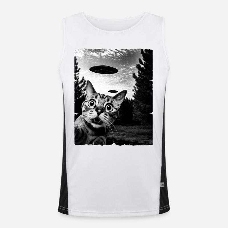 Katze Auserirdisch Invasion Uap Weirdcore Funktionelles Kontrast-Tank Top für Männer 