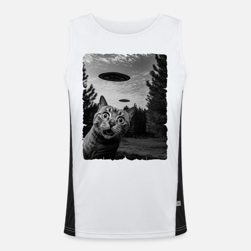 Chat Austerrestrial Invasion Uap Bizarre Débardeur respirant contrasté Homme 