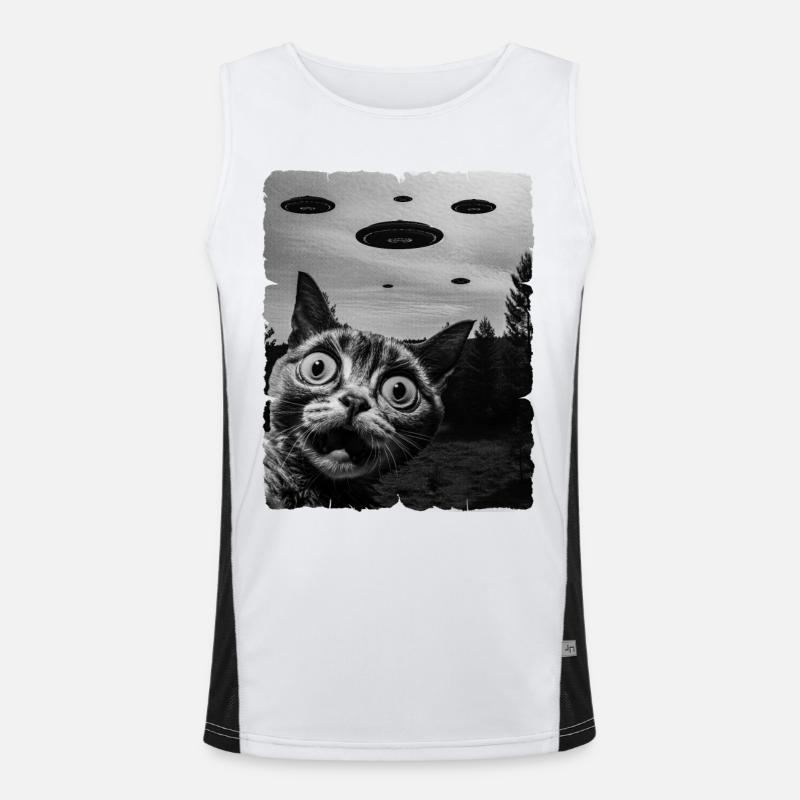Chat Austerrestrial Invasion Uap Bizarre Débardeur respirant contrasté Homme 