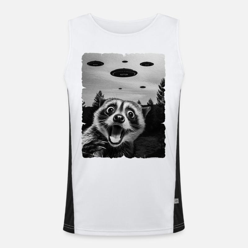 Waschbär Auserirdisch Invasion Uap Weirdcore Funktionelles Kontrast-Tank Top für Männer 