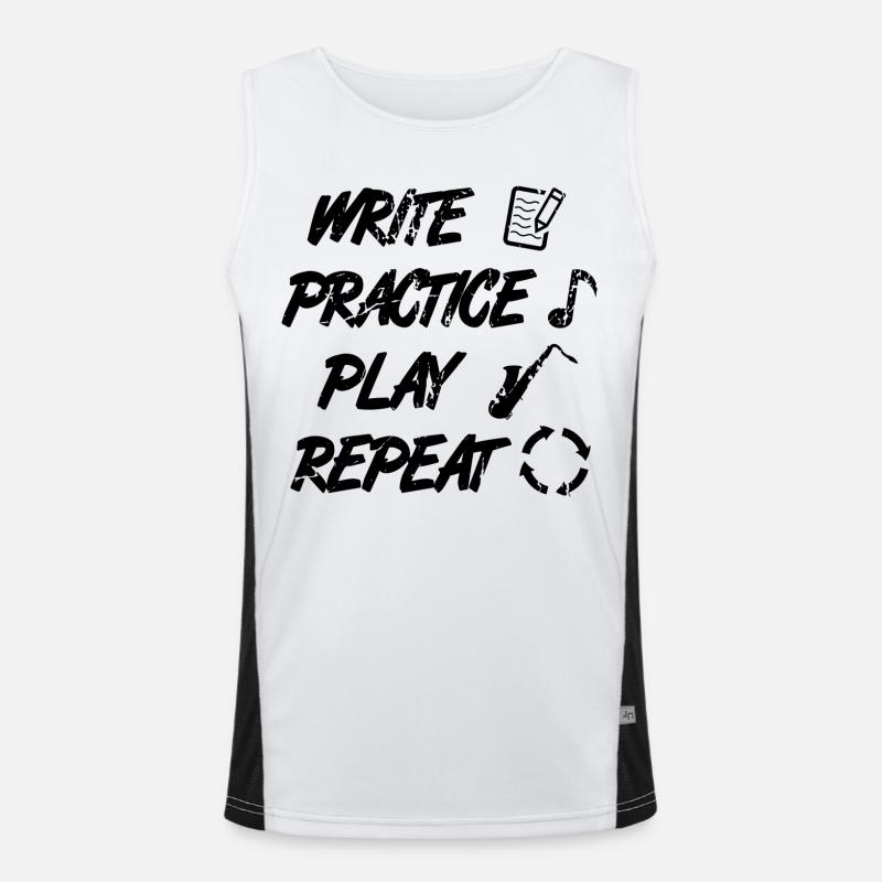 Writing, practicing, playing, repeating - Men's Functional Contrast Tank Top  - white/black