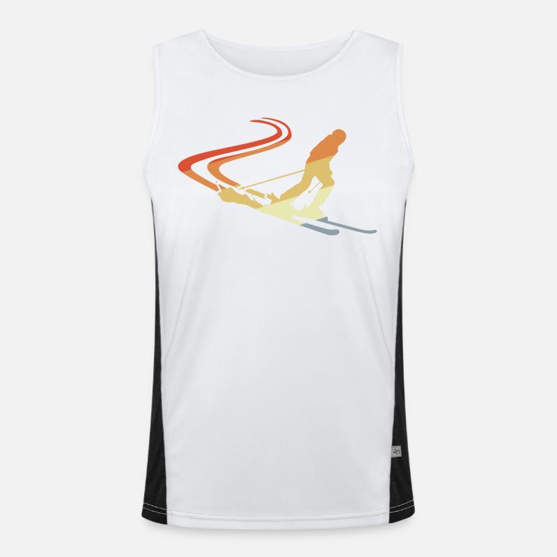 Funny Skier Drawing Men's Functional Contrast Tank Top 