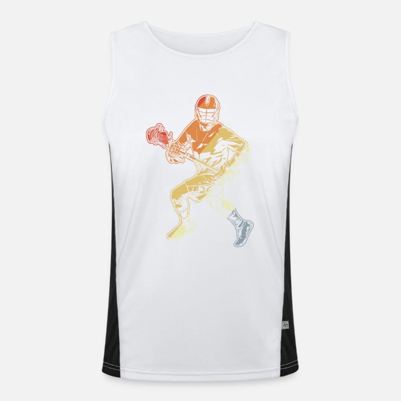 Lacrosse Player Drawing Men's Functional Contrast Tank Top 