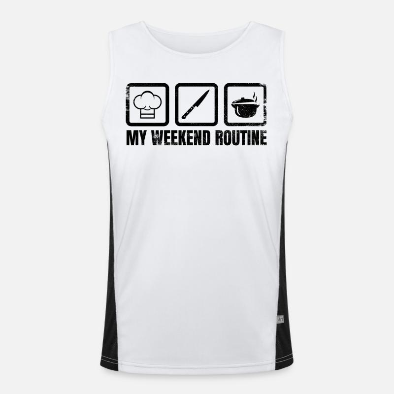 My Weekend Routine - Men's Functional Contrast Tank Top  - white/black