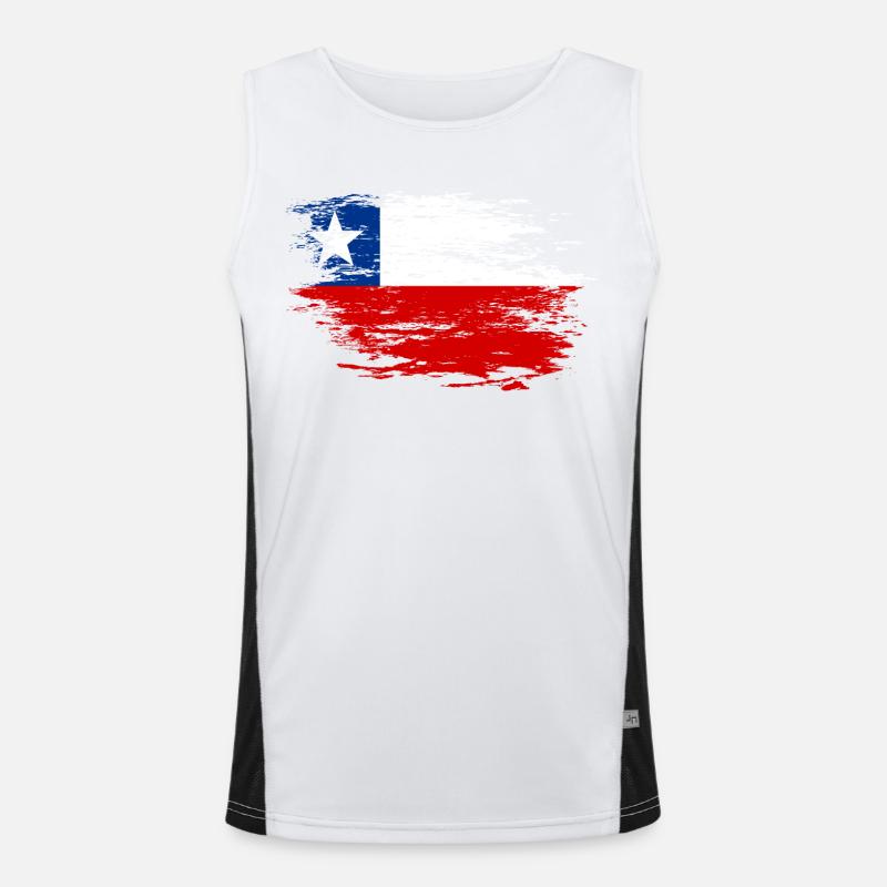 Chile Flagge used Funktionelles Kontrast-Tank Top für Männer 