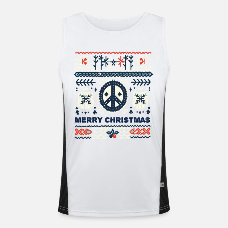 Ugly Christmas Peace Knitting Pattern Men's Functional Contrast Tank Top 
