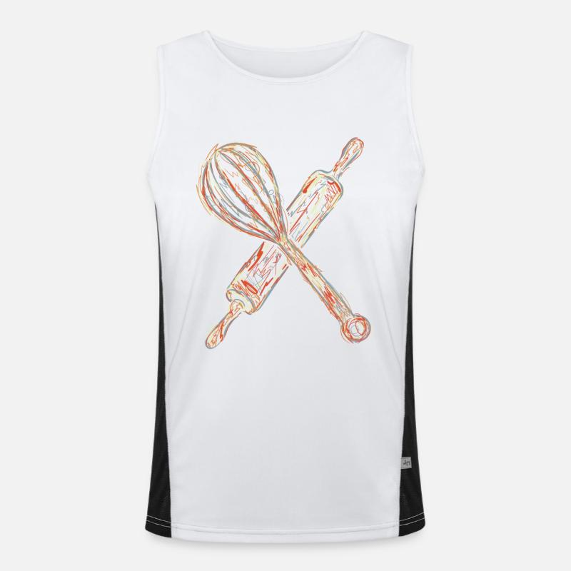 Rolling pin and hand mixer drawing Men's Functional Contrast Tank Top 