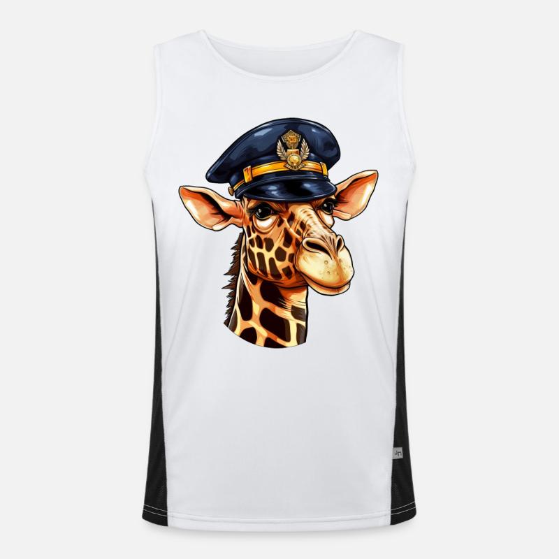 Giraffe Policeman - Men's Functional Contrast Tank Top  - white/black