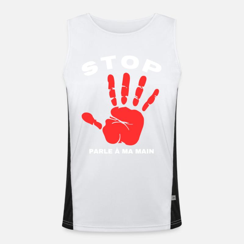 Stop Parle à ma main- Design de main drôle Débardeur respirant contrasté Homme 