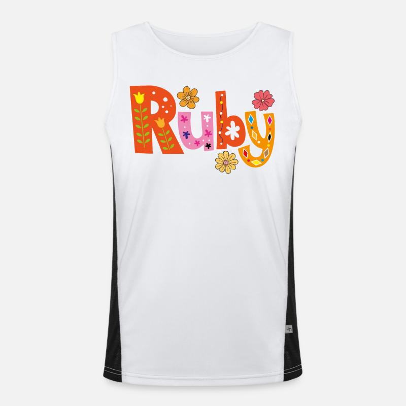 Personalized Ruby Name - Men's Functional Contrast Tank Top  - white/black