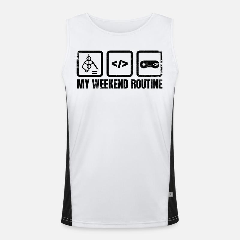 Game Designer Wochenendroutine Funktionelles Kontrast-Tank Top für Männer 