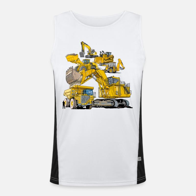 Construction site vehicles of the large kind Men's Functional Contrast Tank Top 