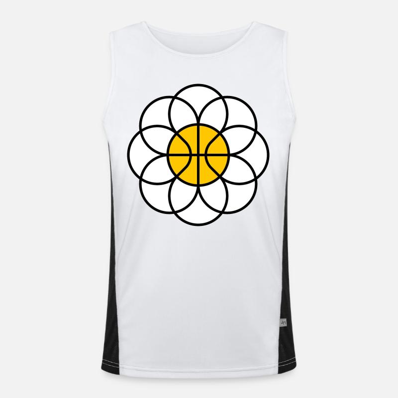 Basketball-Gänseblümchen-Blumen-Mandala Funktionelles Kontrast-Tank Top für Männer 