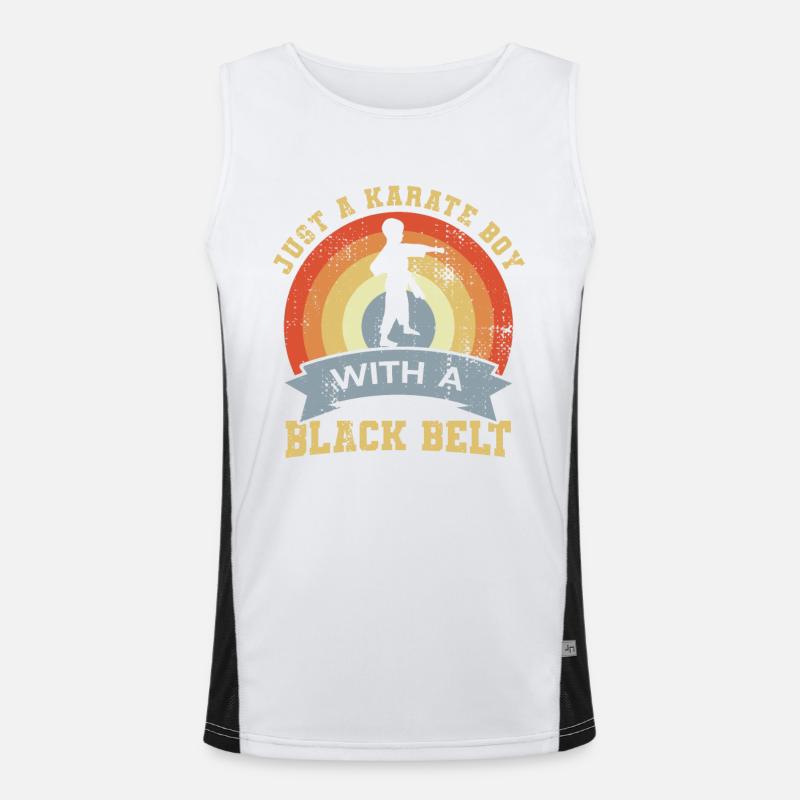 Karate Junge mit schwarzem Gürtel Funktionelles Kontrast-Tank Top für Männer 