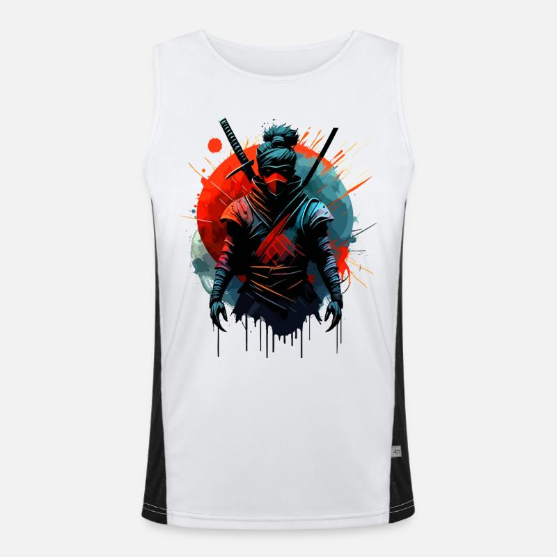 Kriegerischer Ninja Samurai Japan Funktionelles Kontrast-Tank Top für Männer 