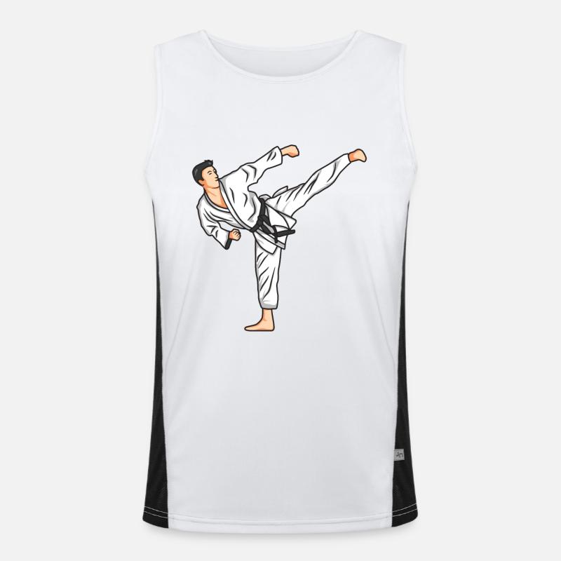 Karate Drawing Men's Functional Contrast Tank Top 