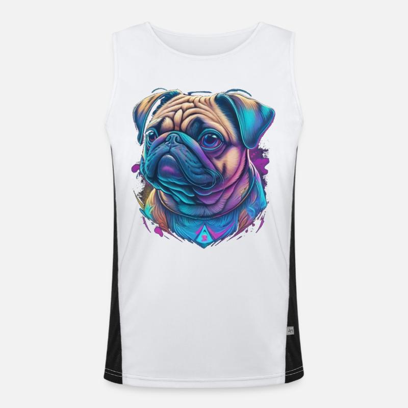 Mops Kopf Funktionelles Kontrast-Tank Top für Männer 