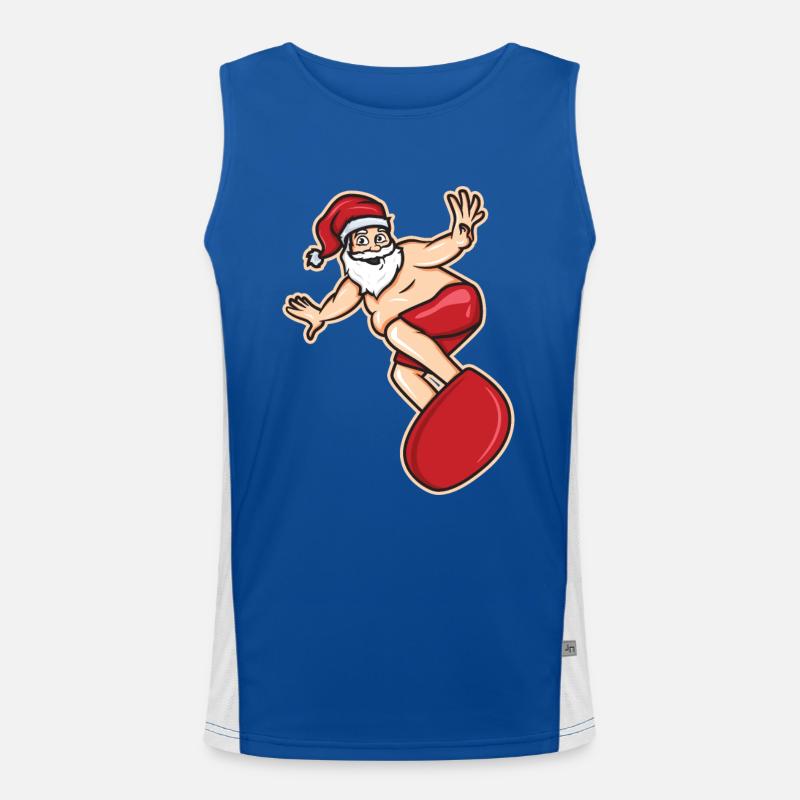 Surfer Weihnachtsmann Funktionelles Kontrast-Tank Top für Männer 