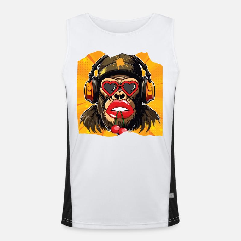 Affe & Kirsche Funktionelles Kontrast-Tank Top für Männer 
