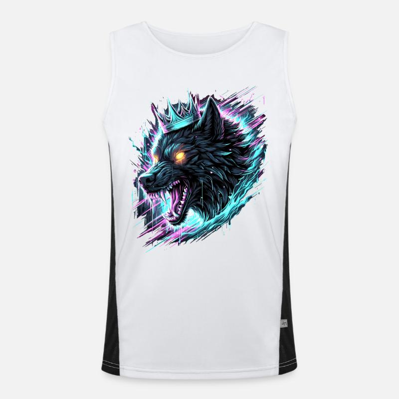 Royal Wolf Synthwave - Men's Functional Contrast Tank Top - white/black